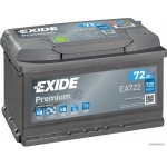 Аккумулятор EXIDE Premium EA722 72Ah 720A для mega